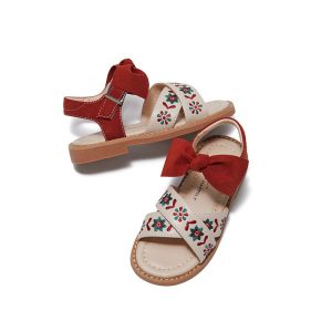 Girls’ Breathable Soft-Sole Shoes with Bow – Floral Velcro Sneakers with Non-Slip Rubber Sole